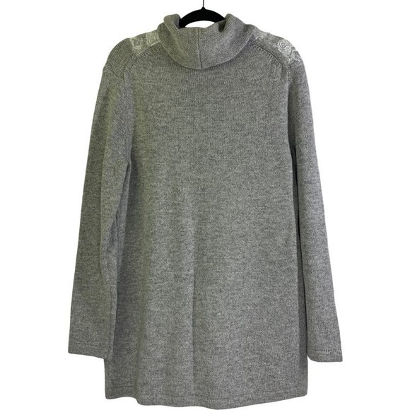 SOFT SURROUNDINGS Claudette Cowl Turtle Neck Long Tunic Knit Lace Wool Sweater - Picture 9 of 12